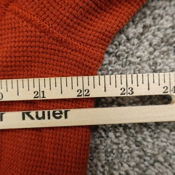 Eddie Bauer Sweater Mens L Orange Waffle Knit Thermal Crewneck Pullover Hiking - Picture 7 of 11